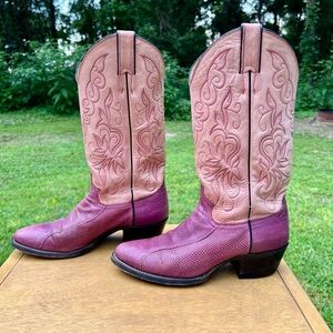 Women's pink cowboy cowgirl Justin brand western Boots sz 8 bride bachelorette